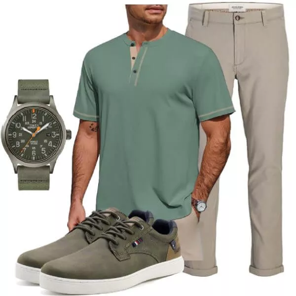 Casual Outfits Herren Outfit Sommer in Naturfarben