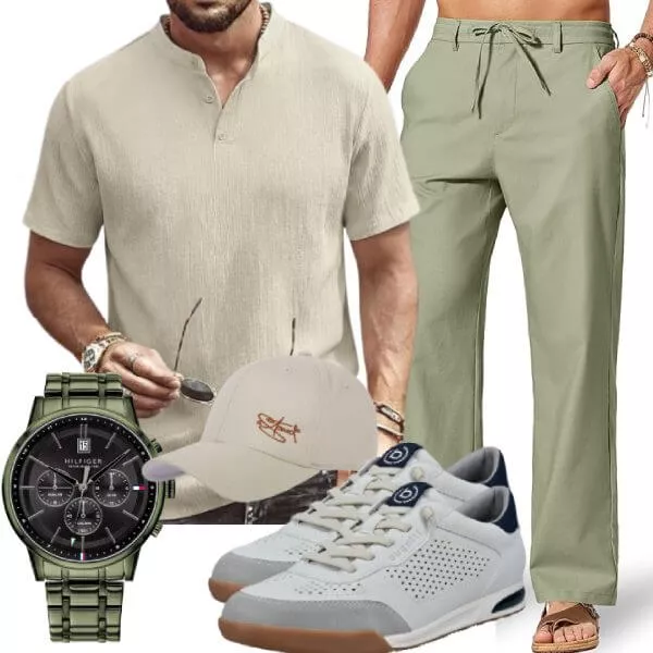 Sommer Outfits Linen Look Herren Sommer