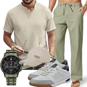 Sommer Outfits Linen Look Herren Sommer