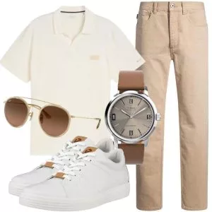Sommer Outfits Herren Outfit Sommer in Creme und Beige