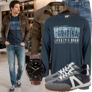 Herbst Outfits Herren Outfit Herbst mit Strickshirt