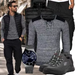 Casual Outfits Herbst Chic Herren mit weiter Stoffhose