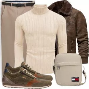 Herbst Outfits Herren Herbstlook mit Rollkragenpullover