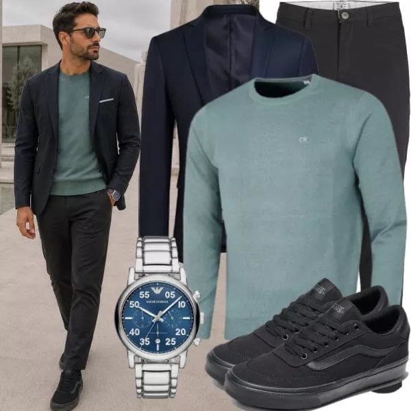 Business Outfits Herren Herbstlook in Dunkelblau