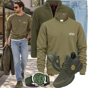 Herbst Outfits Herbst Outfit Herren mit Sweatshirt und Jeans
