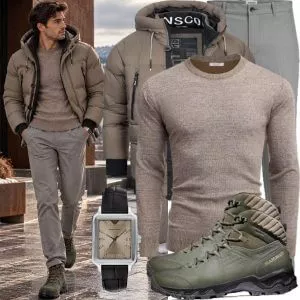 Herbst Outfits Herbst Outfit Herren mit NSCO Steppjacke und Beigem Strickpullover