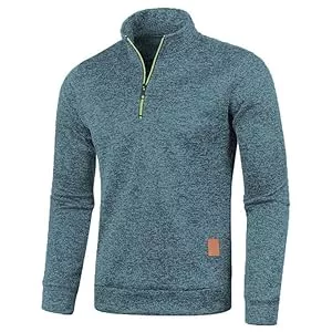 Aoouekul Pullover & Strickmode Half Zip Pullover Herren Ohne Kapuze Männer für Solid Arbeitspullover Oversize Winter Sport Arbeitspullover Sweater Men Alphanumerisch