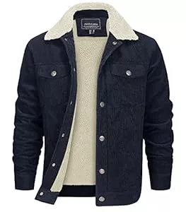 EKLENTSON Jacken EKLENTSON Herren Warme Cordjacke Winter Winddicht Outdoorjacke Casual Gefütterte Übergangsjacke mit Taschen