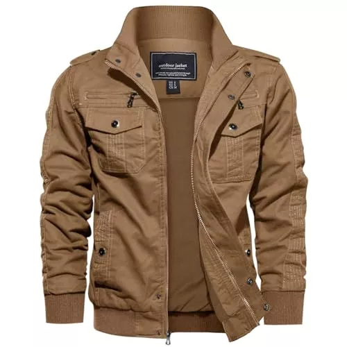 EKLENTSON Jacken EKLENTSON Herren Übergangsjacke Frühling Cargo Jacke Arbeitsjacke mit Vielen Taschen