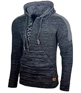 Baxboy Kapuzenpullover Baxboy Herren Strick-Pullover Kapuzenpullover Moderne Männer Pulli Grobstrick Strickjacke Winter-Freizeit-Jacke B-290