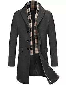 COOFANDY Mäntel COOFANDY Herren Mantel Wintermantel Slim Fit Business Winterjacke Warmer Trenchcoat Jacken Herrenmantel mit Abnehmbaren Karierten Schals