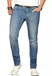 ALESSANDRO SALVARINI Jeans ALESSANDRO SALVARINI Herren Slim Fit Jeans Hose Denim Stretch-Jeans Jeanshose Washed