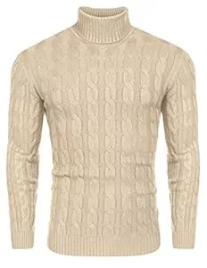 COOFANDY Pullover & Strickmode COOFANDY Herren Rollkragen Pullover Basic Strickpullover Zopfmuster Sweatershirt Männer Pullover Sweater Roll Neck Langarmshirt