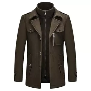 KUDORO Mäntel KUDORO Herren Wintermantel Wolle Kurzmantel Herren Wollmantel Mittellang Slim Fit für Business Freizeit Peacoat Herren Casual