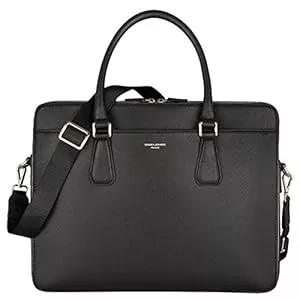 David Jones Taschen & Rucksäcke David Jones - Herren Aktentasche - Mann Business Tasche - 13 Zoll Laptoptasche Arbeitstasche - Saffiano PU Leder A4 Handtasche Schultertasche Umhängetasche - Briefcase Messenger Arbeit Büro - Schwarz