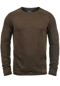 b BLEND Pullover & Strickmode Blend BHDan Herren Strickpullover Feinstrick Pullover mit Rundhalsausschnitt Baumwollmischung Label-Patch Regular fit