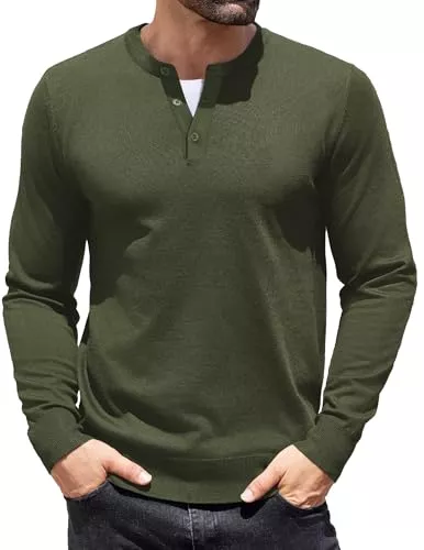 COOFANDY Pullover & Strickmode COOFANDY Herren Henley Pullover Feinstrick Langarm Casual Strickpullover Knopfleiste Business Sweater Shirt Männer Pulli mit Knöpfe
