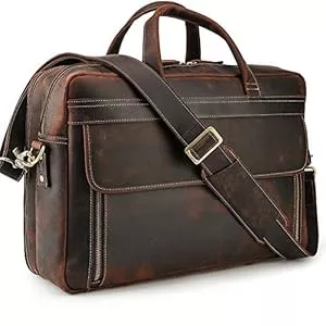 TIDING Taschen & Rucksäcke TIDING Laptoptasche 17 Zoll Leder Aktentasche Herren Business Tasche Schultertasche Große Ledertasche zum Umhängen Trolley Aufsteckbar Tote Arbeitstasche Jahrgang, Braun