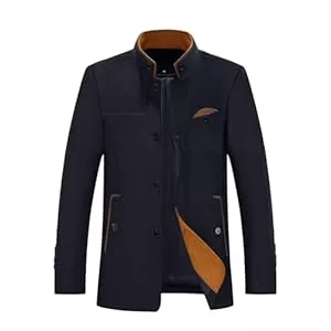 Allthemen Mäntel Allthemen Herren Mantel Slim Fit Stehkragen Wollmantel Winter Winterjacke Mittellang für Business Freizeit