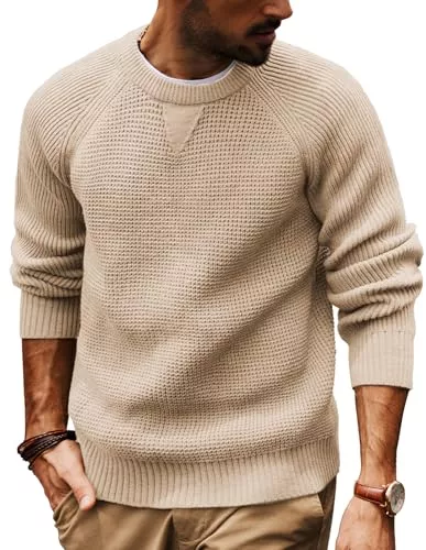 PJ PAUL JONES Pullover & Strickmode PJ PAUL JONES Herren Pullover mit Rundhalsausschnitt Langarm Waffel Strickpullover