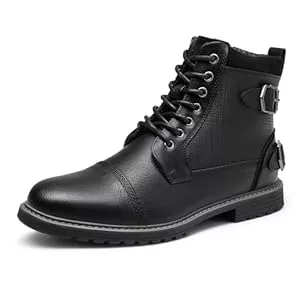 Bruno Marc Stiefel Bruno Marc Herren Motorrad Stiefel Motorradschuhe Herren Schnürstiefel Boots Kunstlederstiefel Chukka Boots Zipper Closure Biker Boots Herren