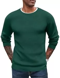 COOFANDY Pullover & Strickmode COOFANDY Herren Pullover Strickpullover mit Rundhalsausschnitt Langarm Waffel Sweatshirt Freizeit Slim fit Feinstrick Winterpullover