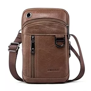 EDIMRAY Taschen & Rucksäcke EDIMRAY Handytasche Zum Umhängen Herren Leder Gürteltasche Kleine für Männer Handy Umhängetasche 7 zoll Echtleder Vintage Schultertaschen Hüfttasche