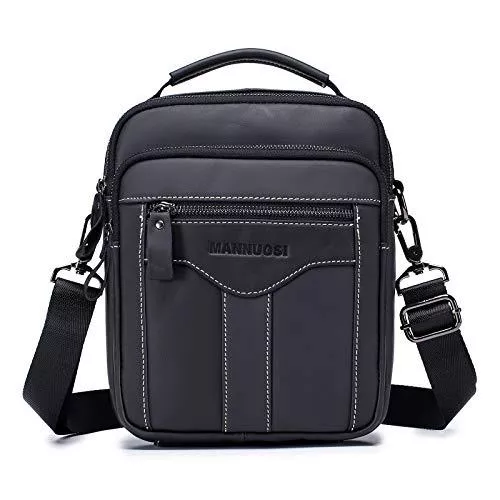 MANNUOSI Taschen & Rucksäcke MANNUOSI Herren Schultertaschen business Freizeit Henkeltaschen echtleder vintage Handtaschen Schwarz