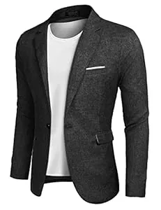 COOFANDY Blazer COOFANDY Herren Freizeit Sakko Sportlich Regular Fit Blazer Business Anzugjacke EIN Knopf