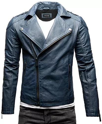 Crone Jacken Crone Theo Herren Lederjacke Ecoleder Basic Biker Jacke aus weichem Rindsleder oder Ecoleder