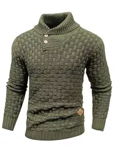 HYPESTFIT Pullover & Strickmode HYPESTFIT Herren Rollkragen Pullover Langarm Feinstrick Pullover Texturierte Gerippte Kante Basic Sweater