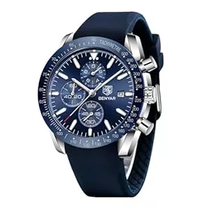 BY BENYAR Uhren BY BENYAR Herren Business Analoger Chronograph Quarzuhr 30M Wasserdicht Leuchtende Datumsanzeige Modische Freizeituhr Sport Multifunktions Lederuhr.