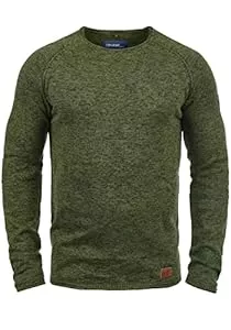 b BLEND Pullover & Strickmode Blend BHDan Herren Strickpullover Feinstrick Pullover mit Rundhalsausschnitt Baumwollmischung Label-Patch Regular fit