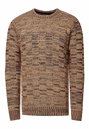 Rusty Neal Pullover & Strickmode Rusty Neal Herren Pullover Schwerer Grobstrickpullover mit Rundhals-Ausschnitt im Streetwear Kontrast Block-Design S - 3XL 438