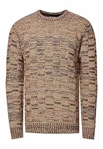 Rusty Neal Pullover & Strickmode Rusty Neal Herren Pullover Schwerer Grobstrickpullover mit Rundhals-Ausschnitt im Streetwear Kontrast Block-Design S - 3XL 438