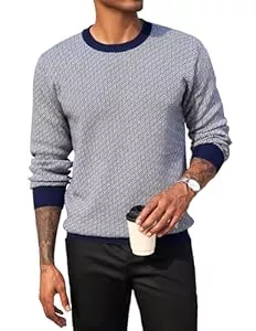 COOFANDY Pullover & Strickmode COOFANDY Pullover Herren Rundhals Pullover Fischgrätmuster Strickpullover Winterpullover Herrenpullover Langarm Pulli Stretch Pullover Slim Fit