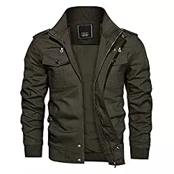 KEFITEVD Jacken KEFITEVD Herren Übergangsjacke Leicht Winter Jacke Herbstjacke Fliegerjacke Stehkragen Bomberjacke Baumwolle Army Feldjacke Cargo Jacke Männer Blouson Windbreaker