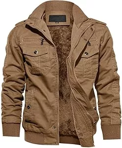 TACVASEN Jacken TACVASEN Herren Fleecejacke Warme Jacke Winter Thermojacke Gefüttert Übergangsjacke Militär Feldjacke Cargojacke mit Taschen