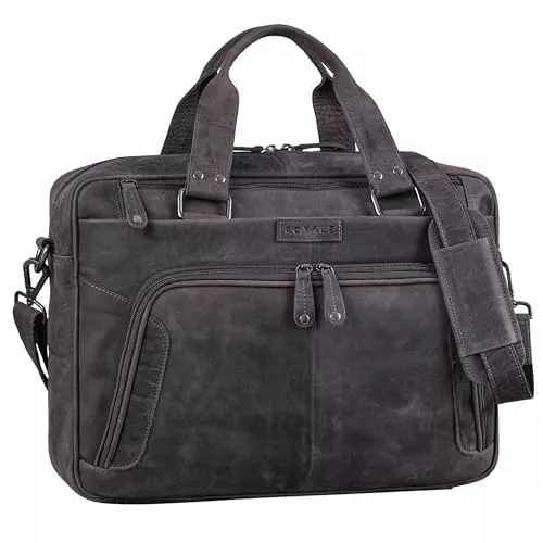 ROYALZ Taschen & Rucksäcke ROYALZ 'Chicago' Leder Umhängetasche Herren Laptoptasche 15,6 Zoll Messenger Bag Ledertasche groß Aktentasche Vintage Businesstasche für Männer Echtleder