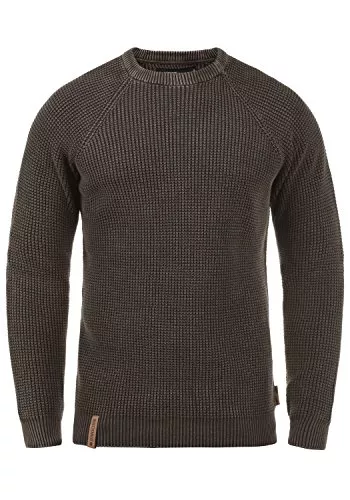 Indicode Pullover & Strickmode Indicode IDRockford Herren Pullover Strickpullover Grobstrick Pullover mit Rundhals-Ausschnitt Rippbündchen 100% Baumwolle Regular fit