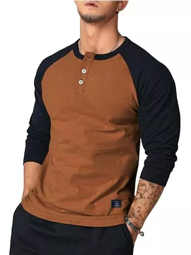 Meilicloth Pullover & Strickmode Meilicloth Herren Langarmshirts Henley Shirt Langarm Baumwolle Basic Pullover Herren T-Shirt Lässige Oberteile Shirt Henley Pullover mit Knöpfen