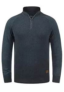 b BLEND Pullover & Strickmode Blend BHGanbolf Herren Strickpullover Troyer Grobstrick Pullover mit Reißverschluss 100% Baumwolle Regular fit