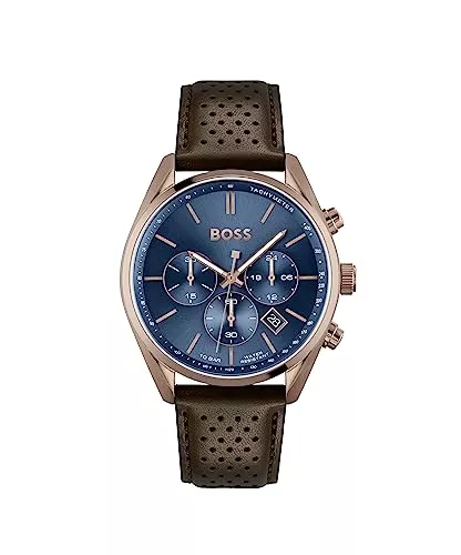 BOSS Uhren BOSS Chronograph Quarz Uhr für Herren Kollektion Champion mit Edelstahl- oder Lederarmband