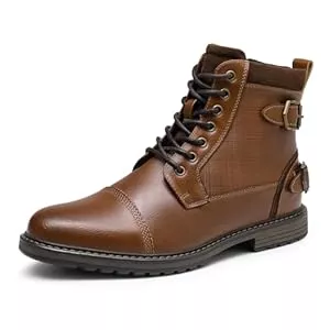 Bruno Marc Stiefel Bruno Marc Herren Motorrad Stiefel Motorradschuhe Herren Schnürstiefel Boots Kunstlederstiefel Chukka Boots Zipper Closure Biker Boots Herren