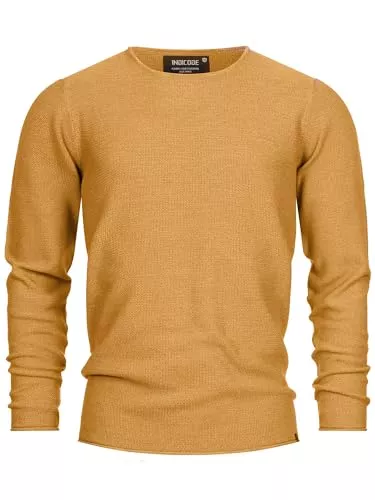 Indicode Pullover & Strickmode Indicode Herren Loakim Klassischer Strickpullover meliert mit Rundhalsausschnitt | Pullover Herrenpullover Pulli für Herren Knit Crew Neck
