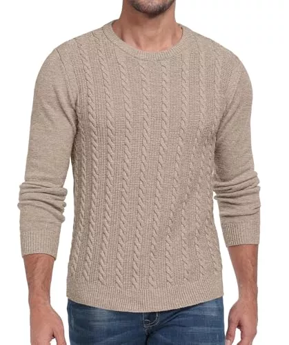 Hisir Pullover & Strickmode Hisir Herren Strickpullover Kabel Stricken Dicken Rundhalsausschnitt Weben Pullover Winter Warm Langarm Pullover für Herren