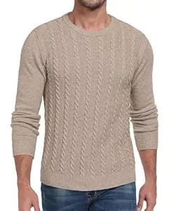 Hisir Pullover & Strickmode Hisir Herren Strickpullover Kabel Stricken Dicken Rundhalsausschnitt Weben Pullover Winter Warm Langarm Pullover für Herren