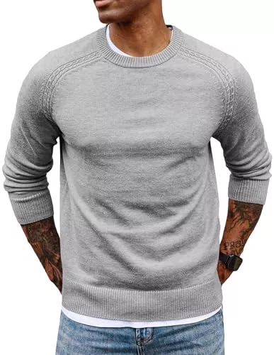 PJ PAUL JONES Pullover & Strickmode PJ PAUL JONES Herren Pullover Feinstrick mit Rundhalsausschnitt Strickpullover Wollmishung Raglan