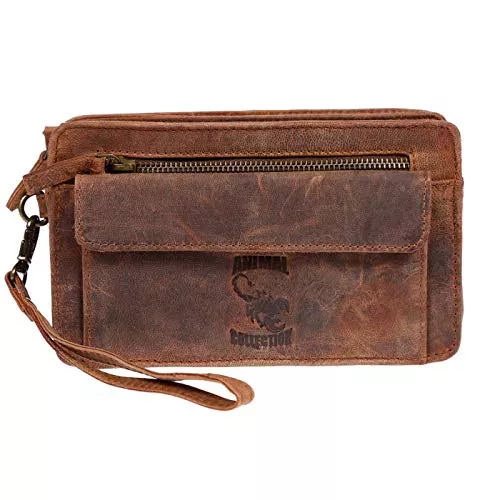 Christian Wippermann Taschen & Rucksäcke Christian Wippermann Herren echt Leder Handgelenktasche Herrenhandtasche Dokumententasche Tasche Doppelkammer