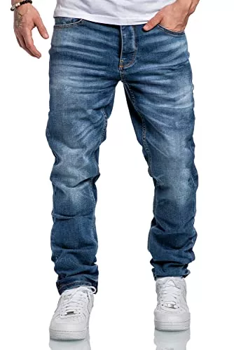 Amaci&Sons Jeans Amaci&Sons Herren Jeans Regular Straight Fit Denim Hose Destroyed A79084